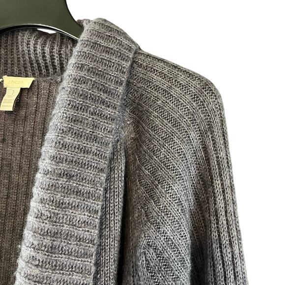 Chico’s Purple Cable Knit Open Front Cardigan Sweater Wool Mohair Blend Size 1 - Picture 3 of 5